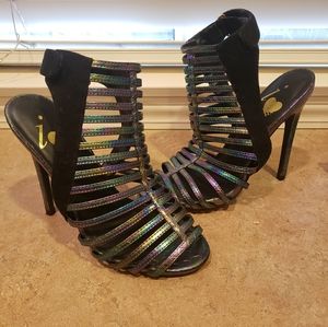 Black Oil slick Caged Heel